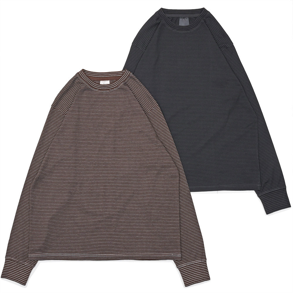 Yonetomi（ヨネトミ）GARMENT DYED BORDER T-SHIRT コットンポリエステル ガーメントダイ ボーダー クルーネックカットソー