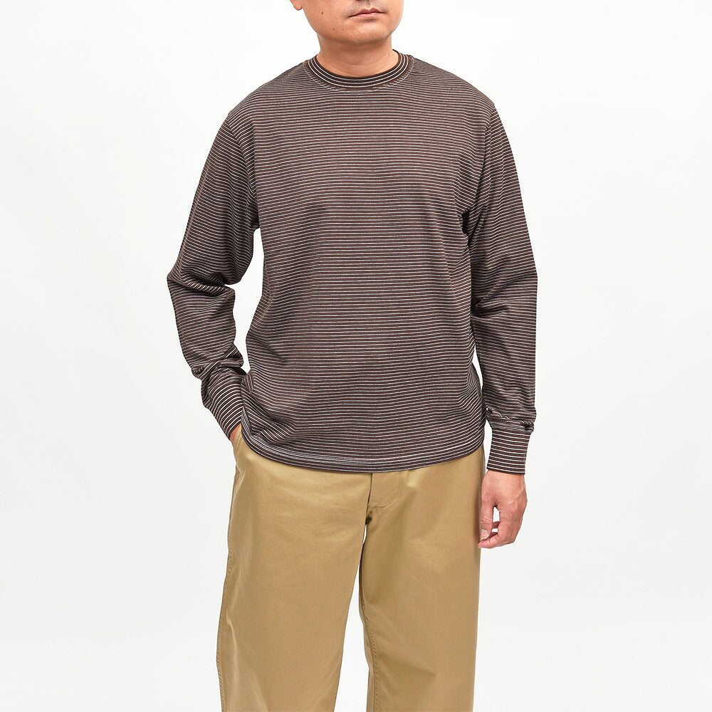 Yonetomi（ヨネトミ）GARMENT DYED BORDER T-SHIRT コットンポリエステル ガーメントダイ ボーダー クルーネックカットソー