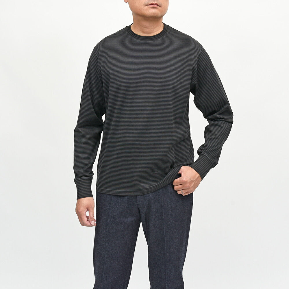 Yonetomi（ヨネトミ）GARMENT DYED BORDER T-SHIRT コットンポリエステル ガーメントダイ ボーダー クルーネックカットソー