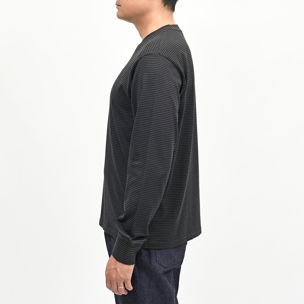 Yonetomi（ヨネトミ）GARMENT DYED BORDER T-SHIRT コットンポリエステル ガーメントダイ ボーダー クルーネックカットソー