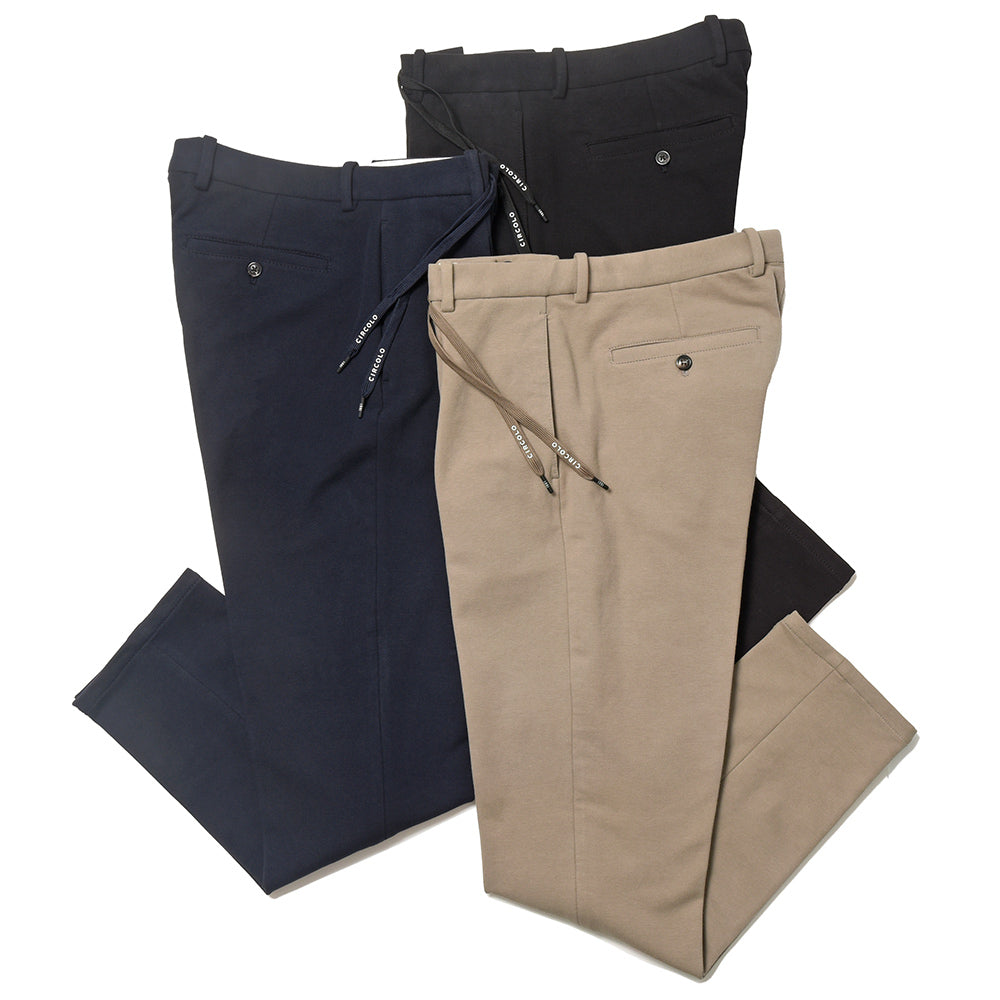 CIRCOLO 1901 チルコロ1901 コットン ストレッチ カシミヤタッチジャージー セットアップ対応 ドローコード 1プリーツ パンツ