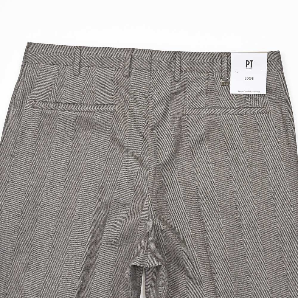 PT TORINO（ピーティートリノ）SAMUEL ヴァージンウールストレッチ サキソニー ヘリンボーン 1プリーツパンツ ALTERNATIVE FIT/MR08