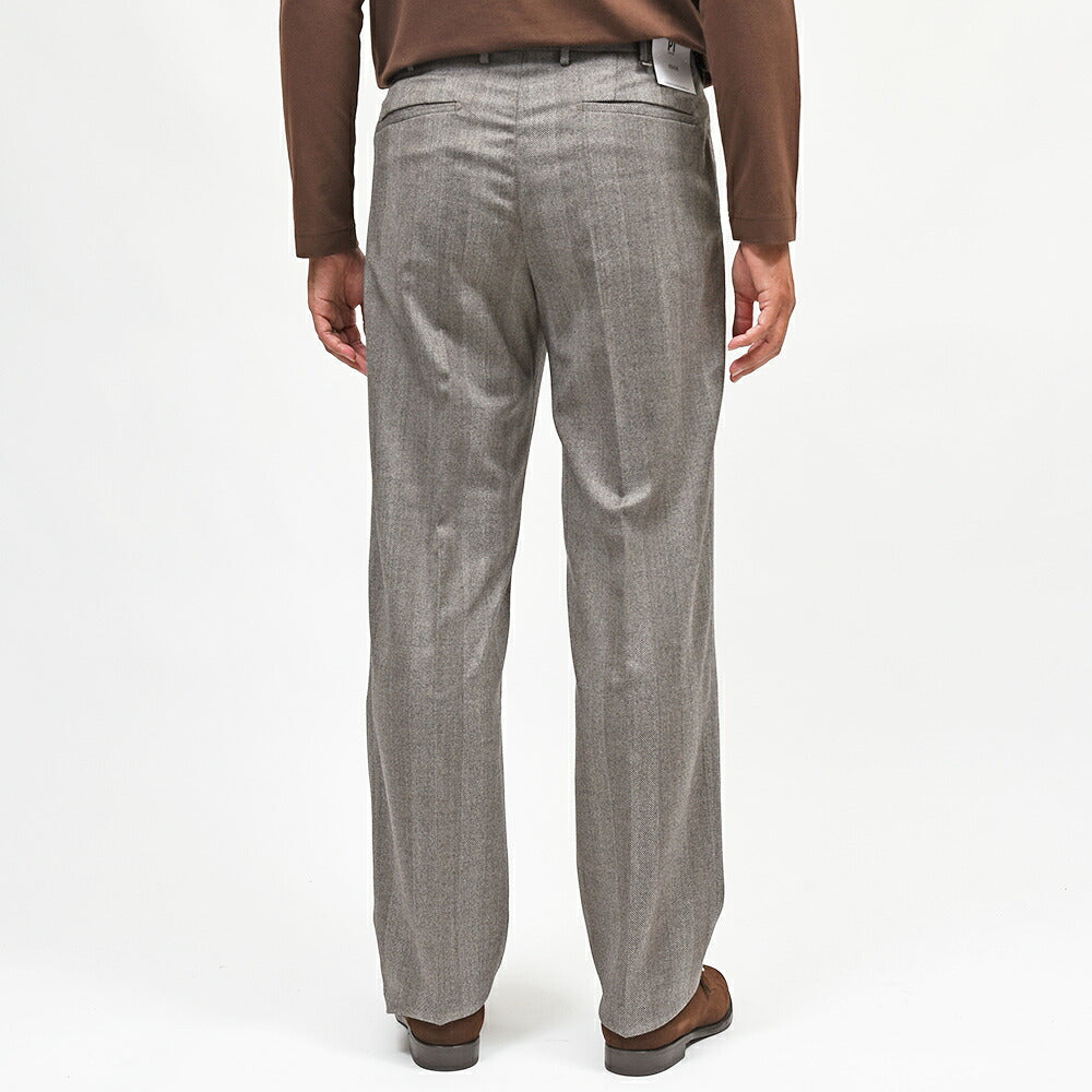PT TORINO（ピーティートリノ）SAMUEL ヴァージンウールストレッチ サキソニー ヘリンボーン 1プリーツパンツ ALTERNATIVE FIT/MR08