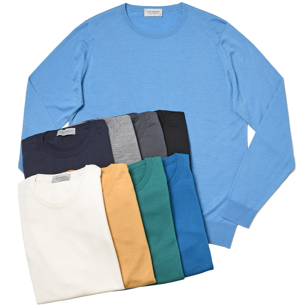 JOHN SMEDLEY ジョンスメドレー KERSHAW メリノウール 30ゲージ クルーネック ニット MODERN FIT