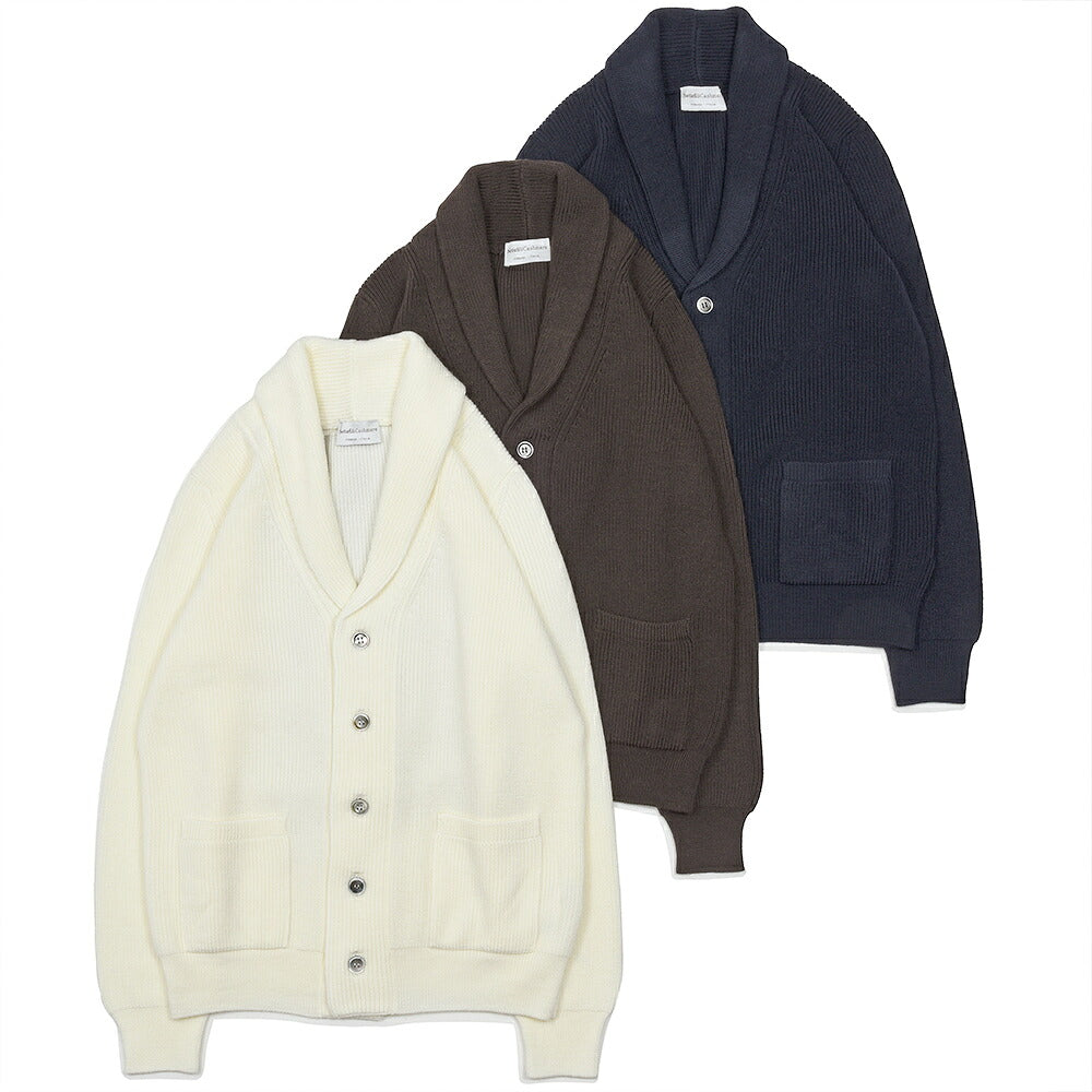 Settefili Cashmere（セッテフィーリ カシミア）ウール リブ編み ショールカラーカーディガン