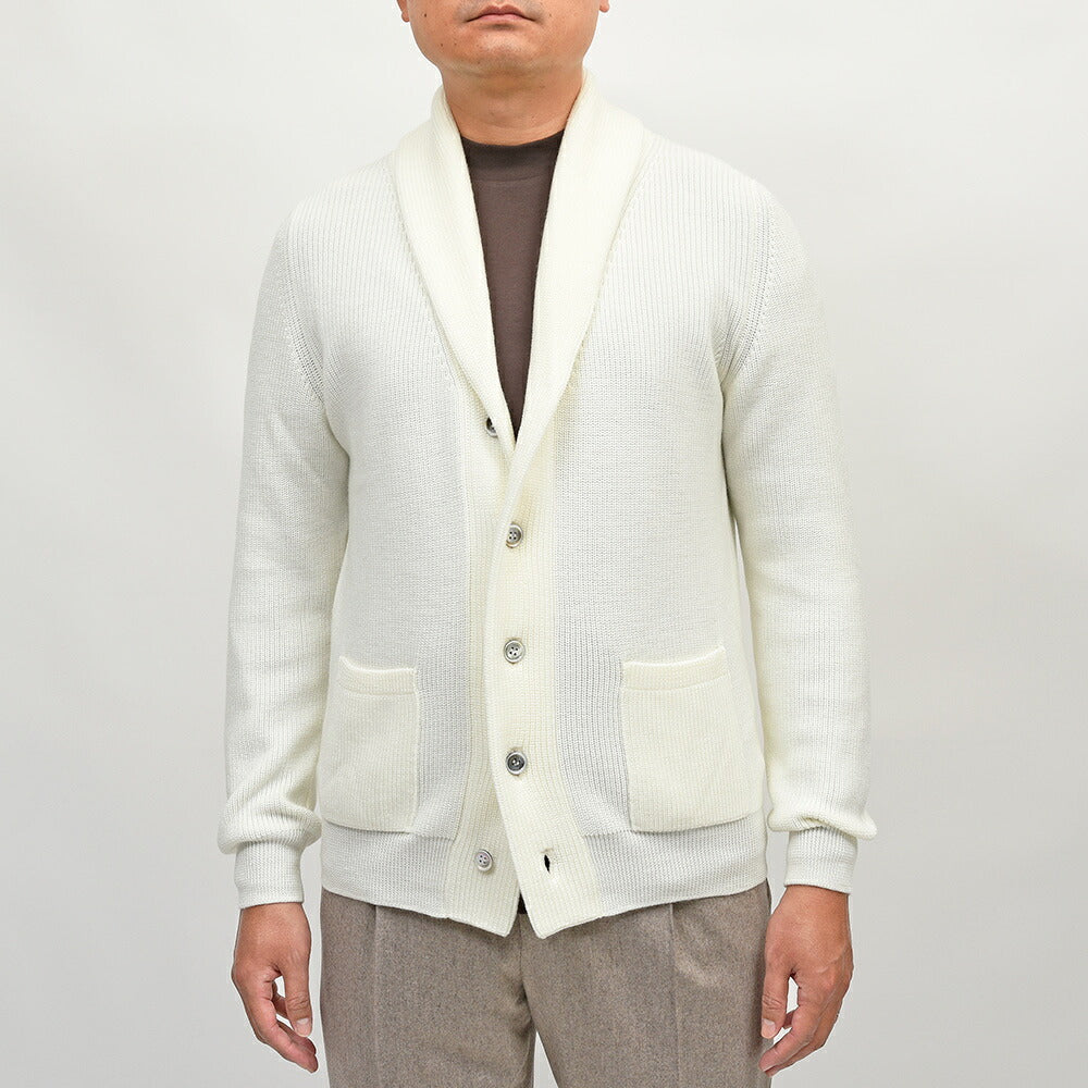 Settefili Cashmere（セッテフィーリ カシミア）ウール リブ編み ショールカラーカーディガン