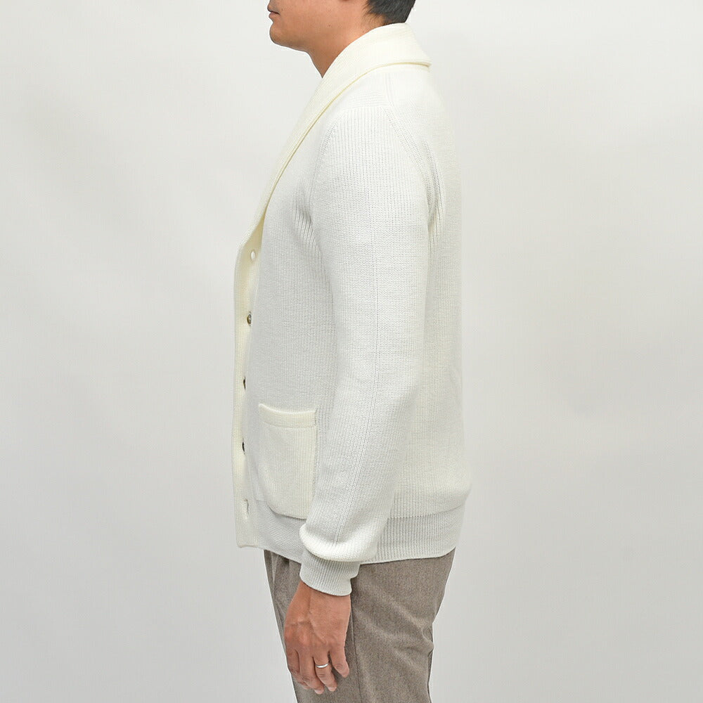 Settefili Cashmere（セッテフィーリ カシミア）ウール リブ編み ショールカラーカーディガン