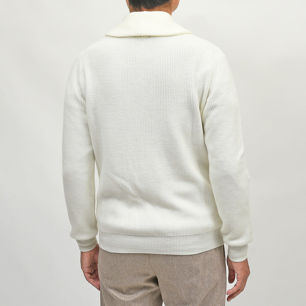 Settefili Cashmere（セッテフィーリ カシミア）ウール リブ編み ショールカラーカーディガン