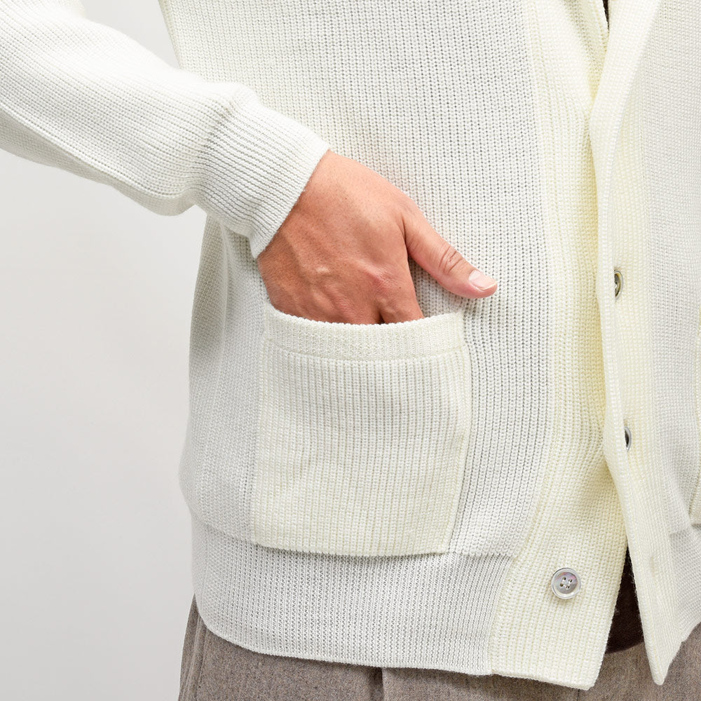 Settefili Cashmere（セッテフィーリ カシミア）ウール リブ編み ショールカラーカーディガン
