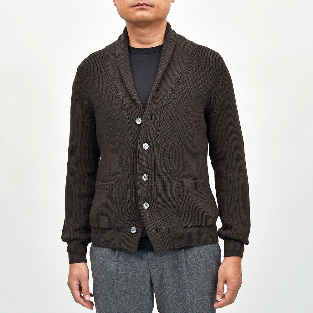 Settefili Cashmere（セッテフィーリ カシミア）ウール リブ編み ショールカラーカーディガン