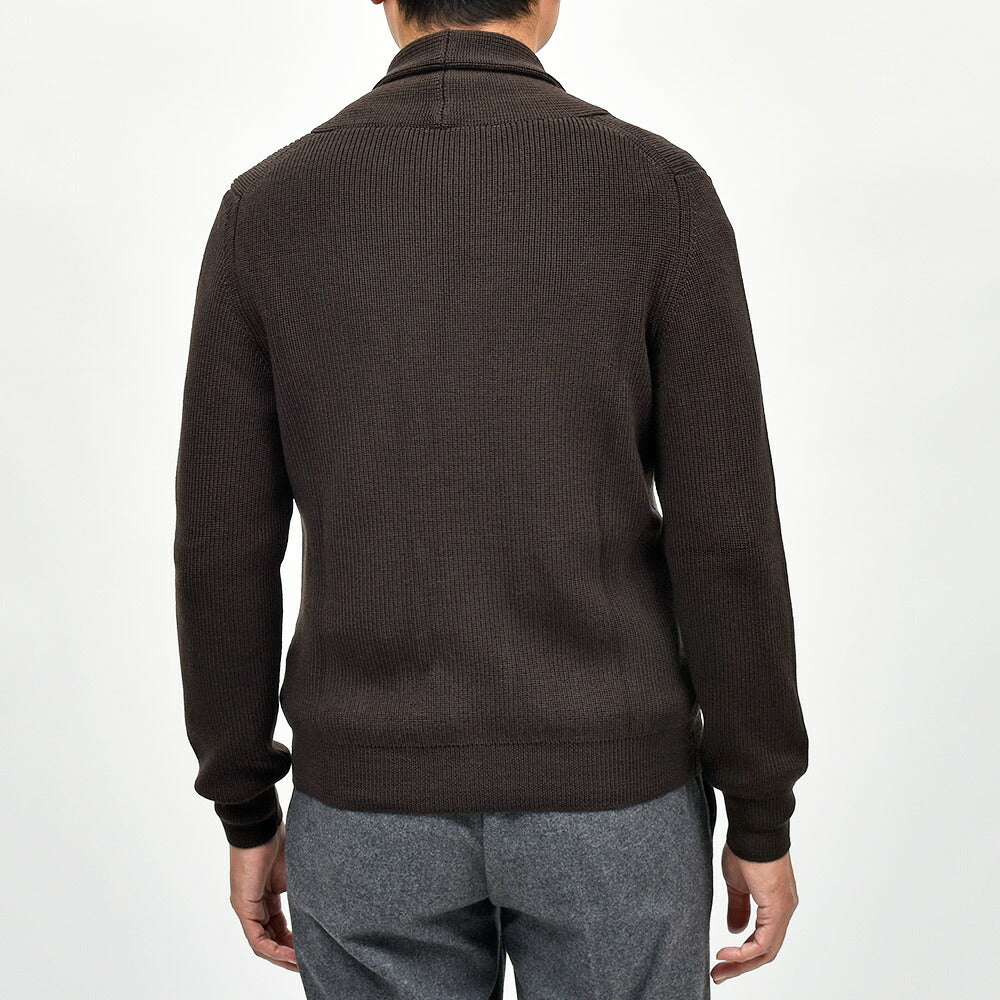 Settefili Cashmere（セッテフィーリ カシミア）ウール リブ編み ショールカラーカーディガン