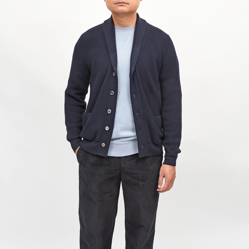Settefili Cashmere（セッテフィーリ カシミア）ウール リブ編み ショールカラーカーディガン