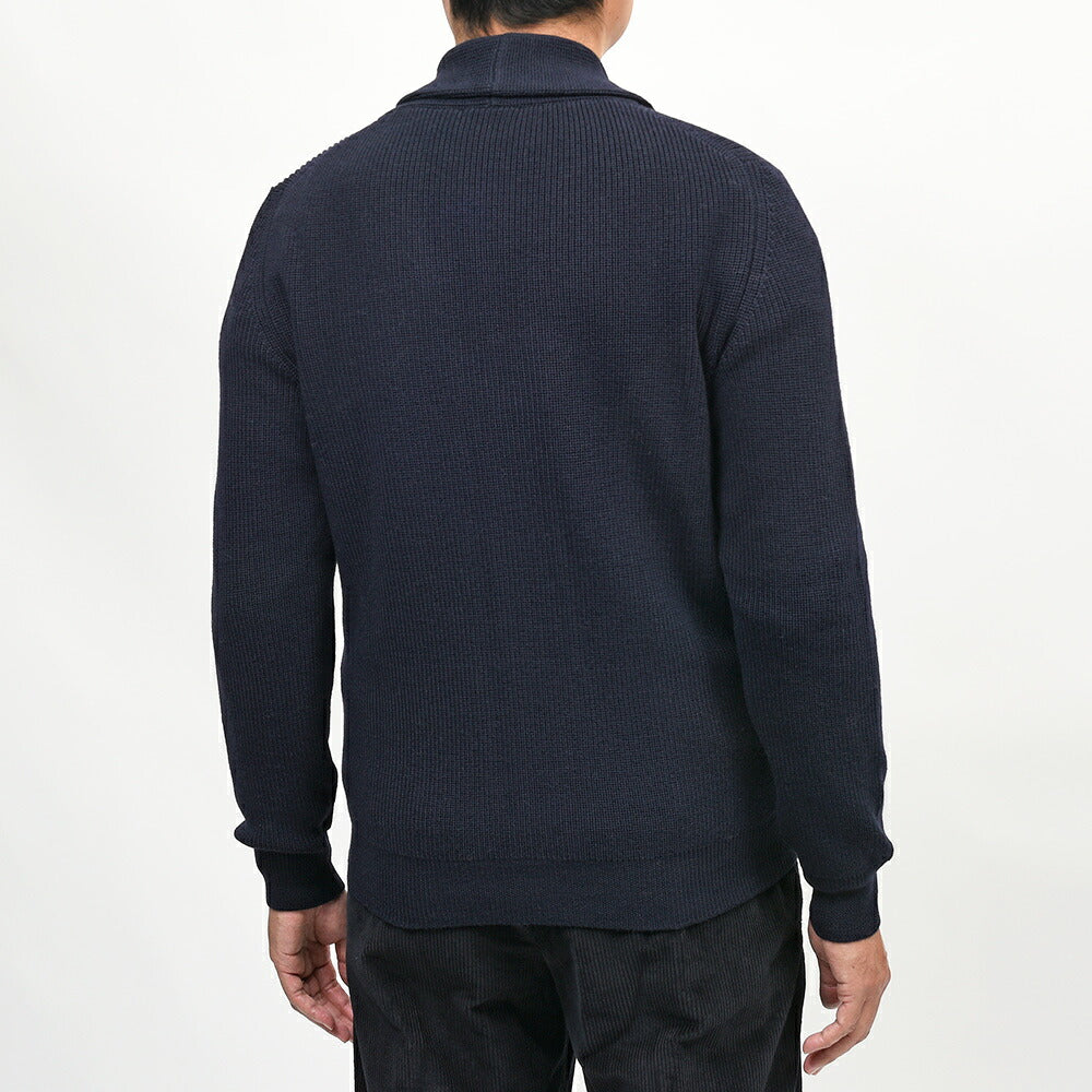 Settefili Cashmere（セッテフィーリ カシミア）ウール リブ編み ショールカラーカーディガン
