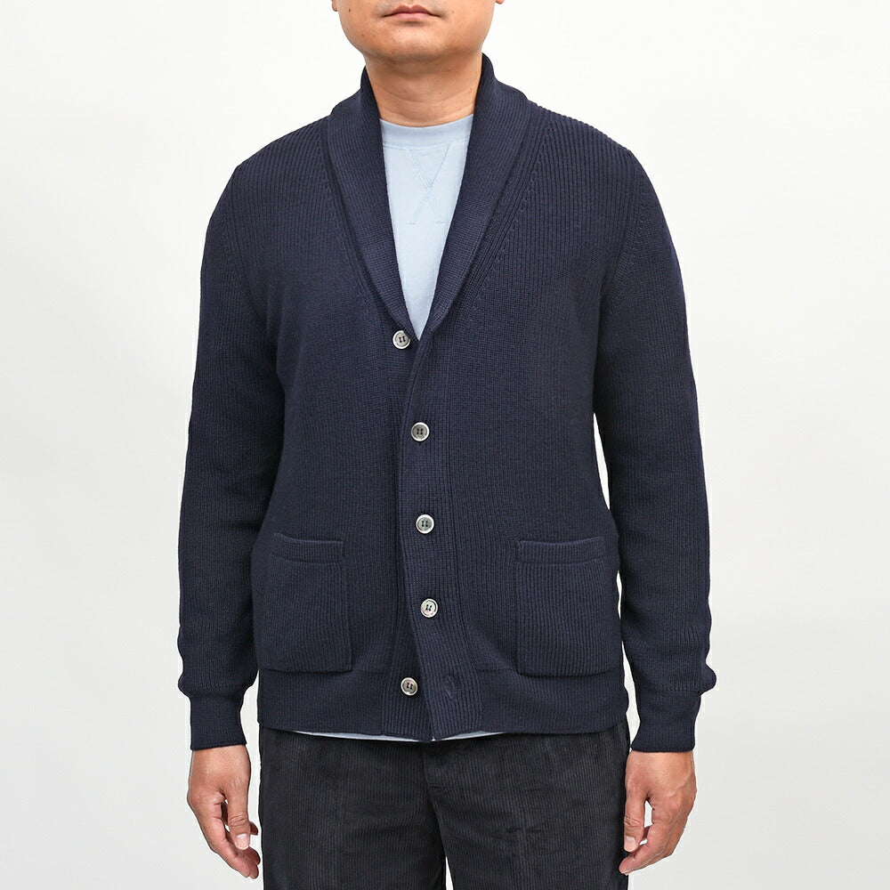 Settefili Cashmere（セッテフィーリ カシミア）ウール リブ編み ショールカラーカーディガン