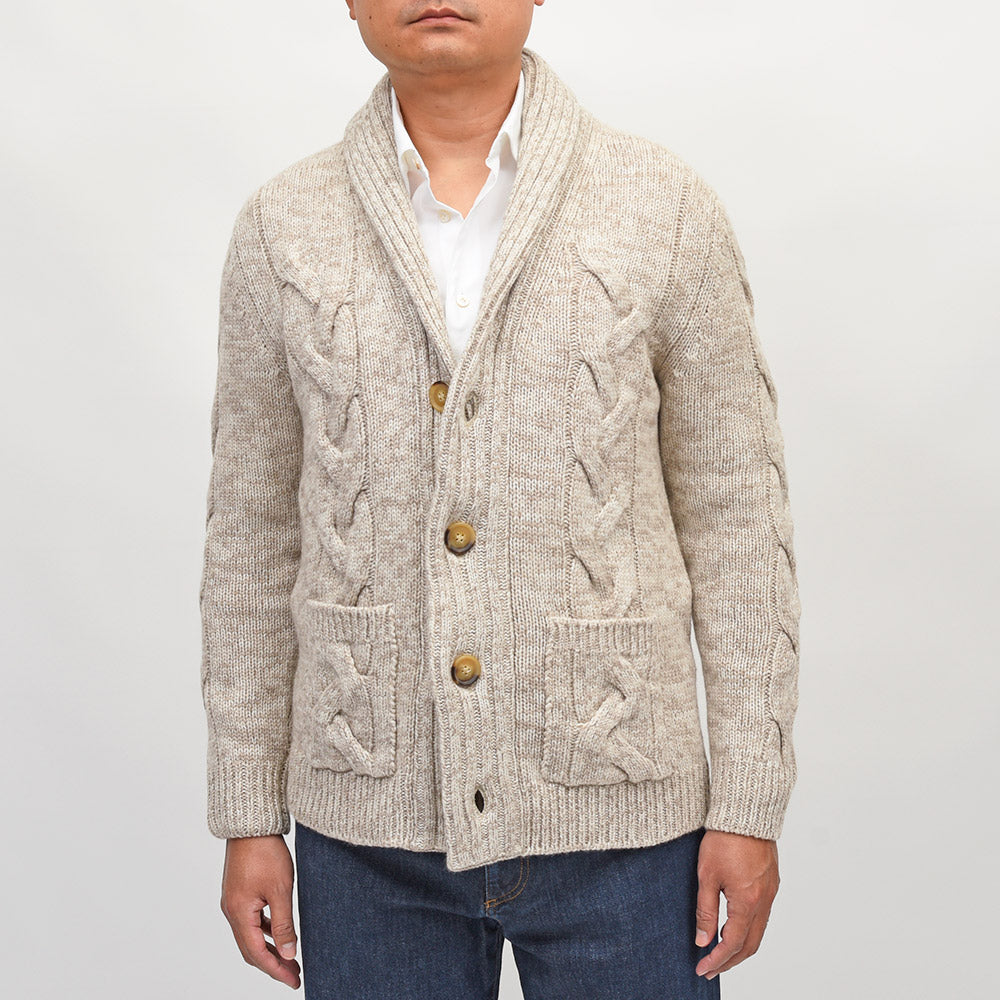 Settefili Cashmere（セッテフィーリ カシミア）ウールカシミヤ ケーブル ショールカラーカーディガン