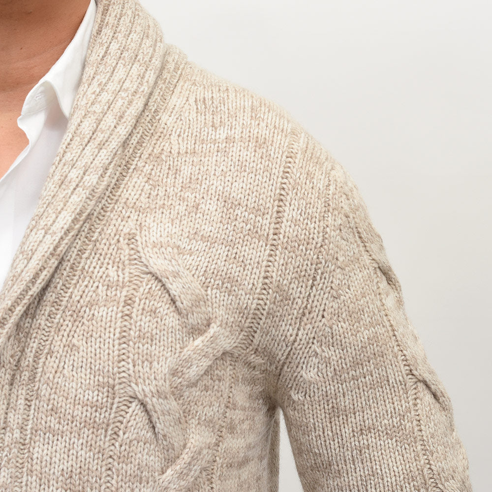 Settefili Cashmere（セッテフィーリ カシミア）ウールカシミヤ ケーブル ショールカラーカーディガン