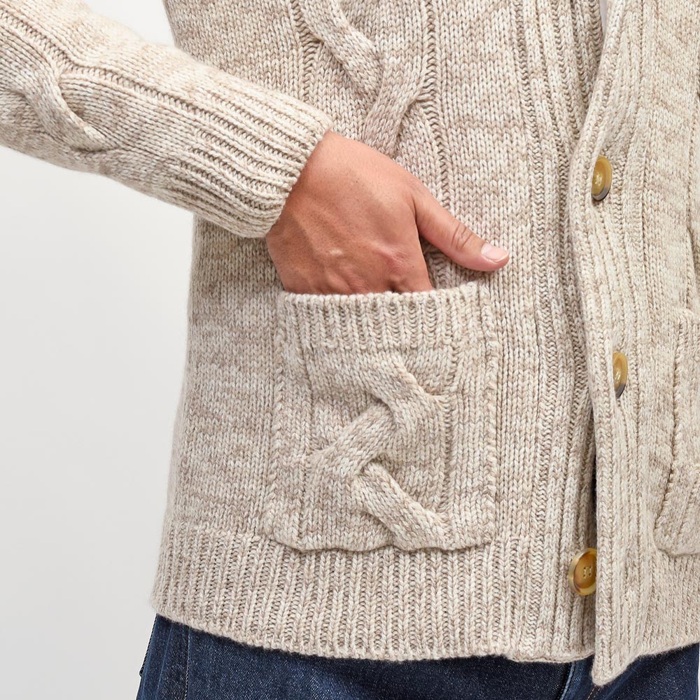 Settefili Cashmere（セッテフィーリ カシミア）ウールカシミヤ ケーブル ショールカラーカーディガン