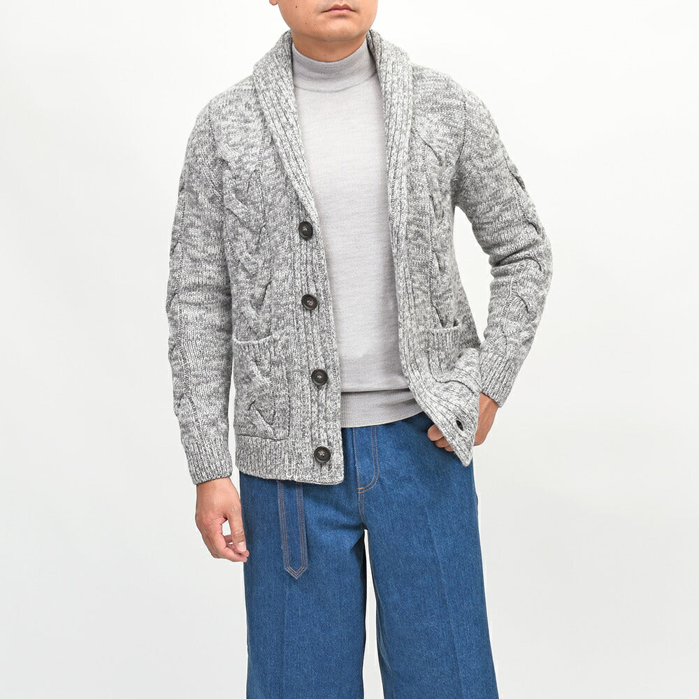 Settefili Cashmere（セッテフィーリ カシミア）ウールカシミヤ ケーブル ショールカラーカーディガン