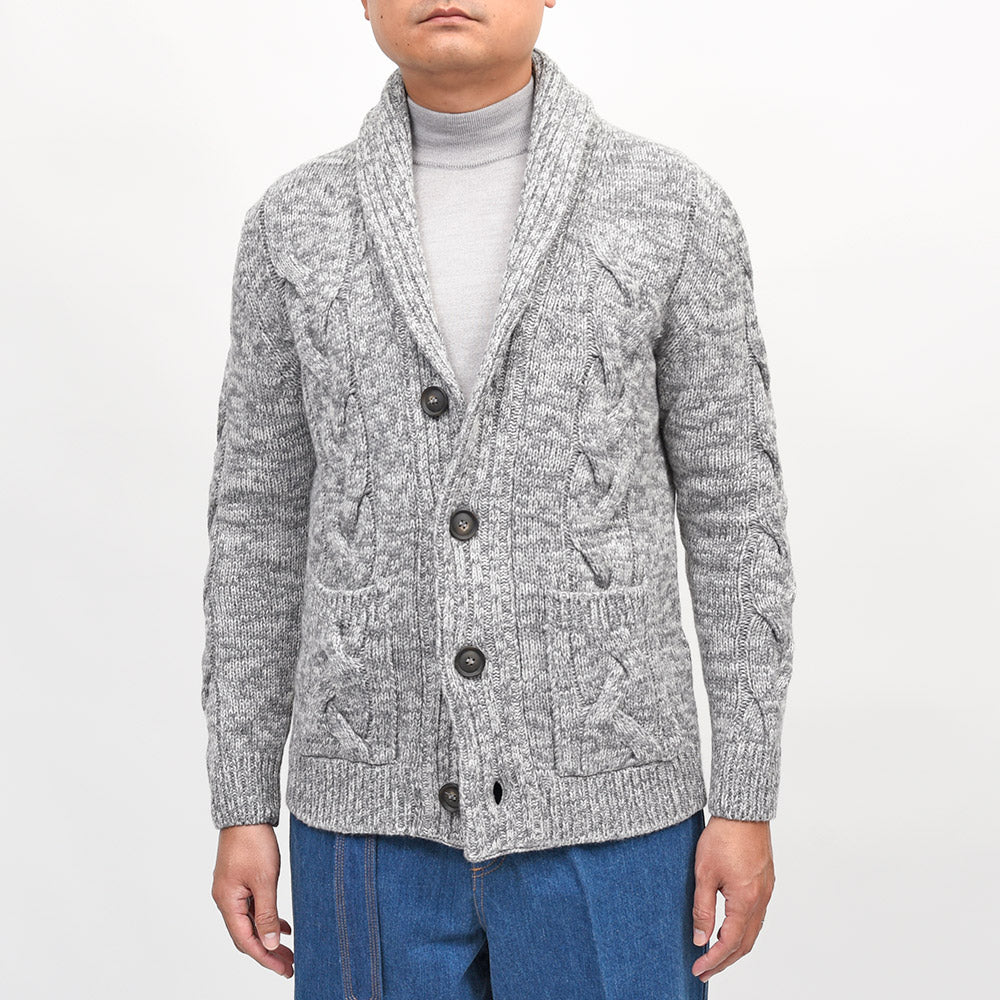 Settefili Cashmere（セッテフィーリ カシミア）ウールカシミヤ ケーブル ショールカラーカーディガン