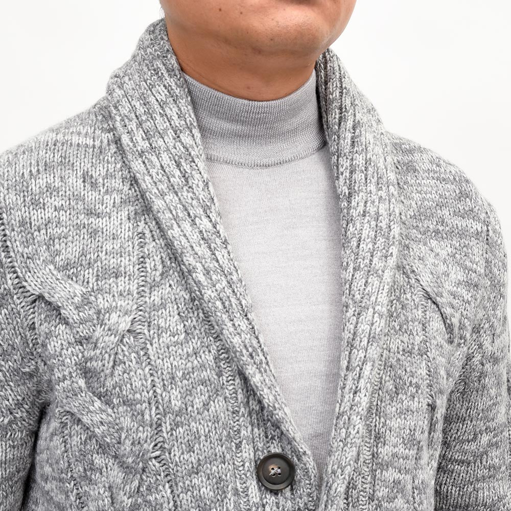 Settefili Cashmere（セッテフィーリ カシミア）ウールカシミヤ ケーブル ショールカラーカーディガン