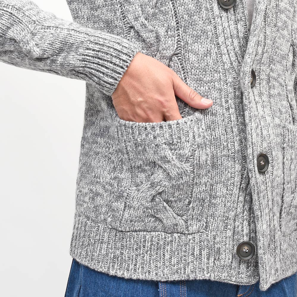 Settefili Cashmere（セッテフィーリ カシミア）ウールカシミヤ ケーブル ショールカラーカーディガン