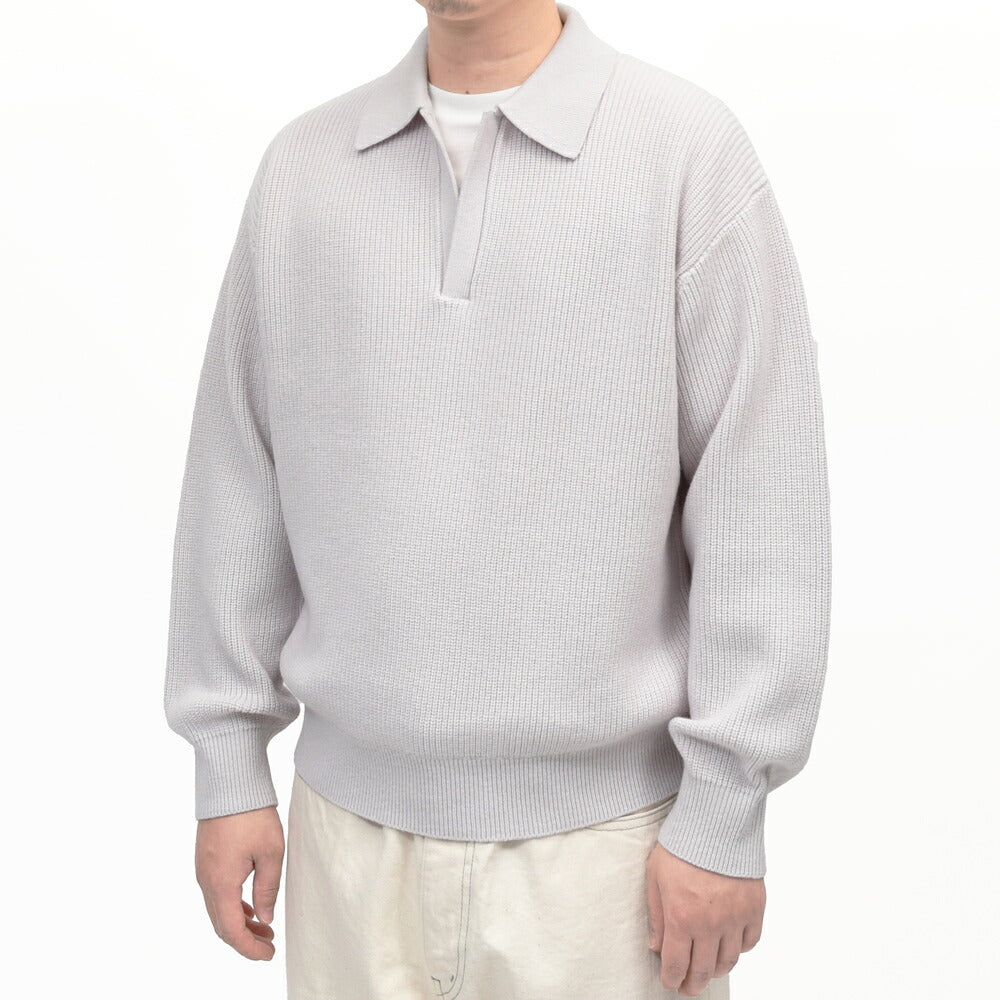 garoh（ガロウ）knit03 ミドルゲージ ウールカシミア スキッパーニット