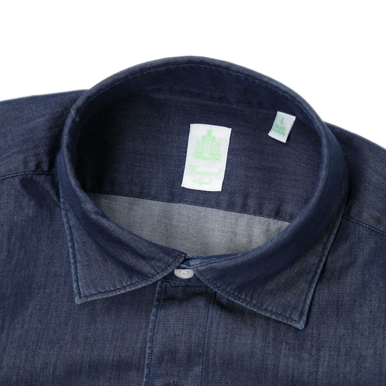 Finamore(フィナモレ) / LUIGI BALI コットン デニム ワイドカラーシャツ/045880 C0512D 12/INDIGO