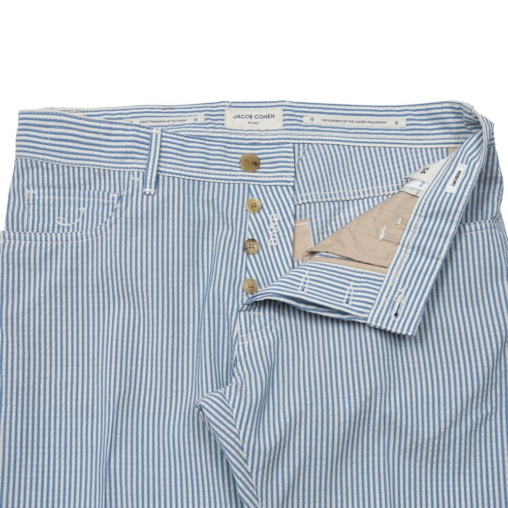 JACOB COHEN（ヤコブコーエン） BARDバード Resort Collection ウールシアサッカースリムテーパードストライプパンツ 226-52942 53065022052