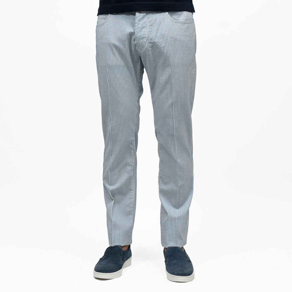 JACOB COHEN（ヤコブコーエン） BARDバード Resort Collection ウールシアサッカースリムテーパードストライプパンツ 226-52942 53065022052