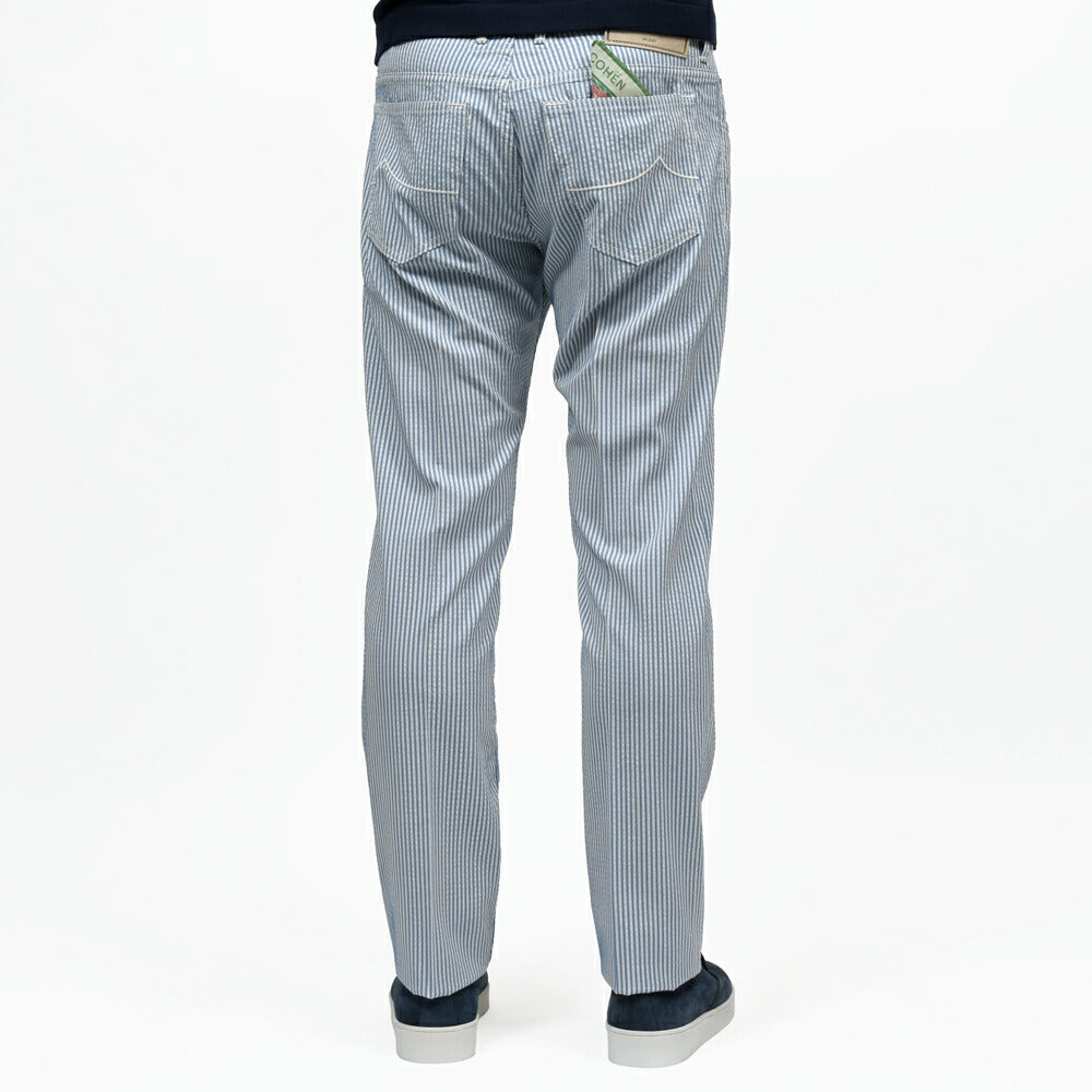 JACOB COHEN（ヤコブコーエン） BARDバード Resort Collection ウールシアサッカースリムテーパードストライプパンツ 226-52942 53065022052