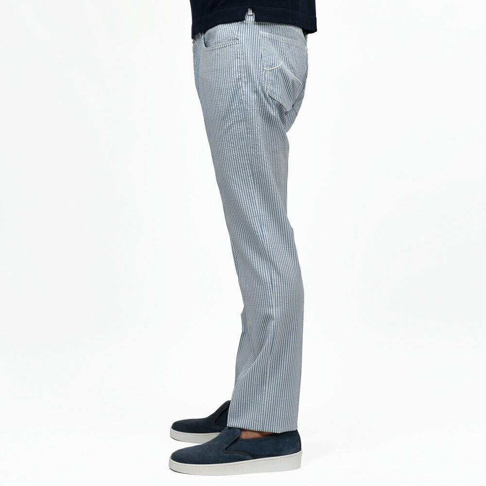 JACOB COHEN（ヤコブコーエン） BARDバード Resort Collection ウールシアサッカースリムテーパードストライプパンツ 226-52942 53065022052