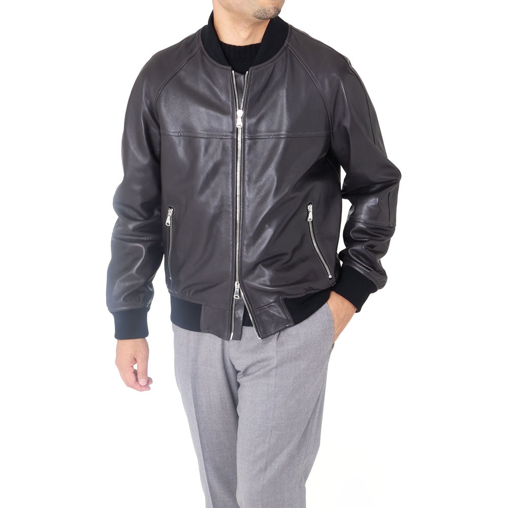 エンメティ / 【着数限定販売】BR別注 スペシャルナッパレザー ジップアップ ブルゾン/TAYLOR_BR/ANTRACITE H