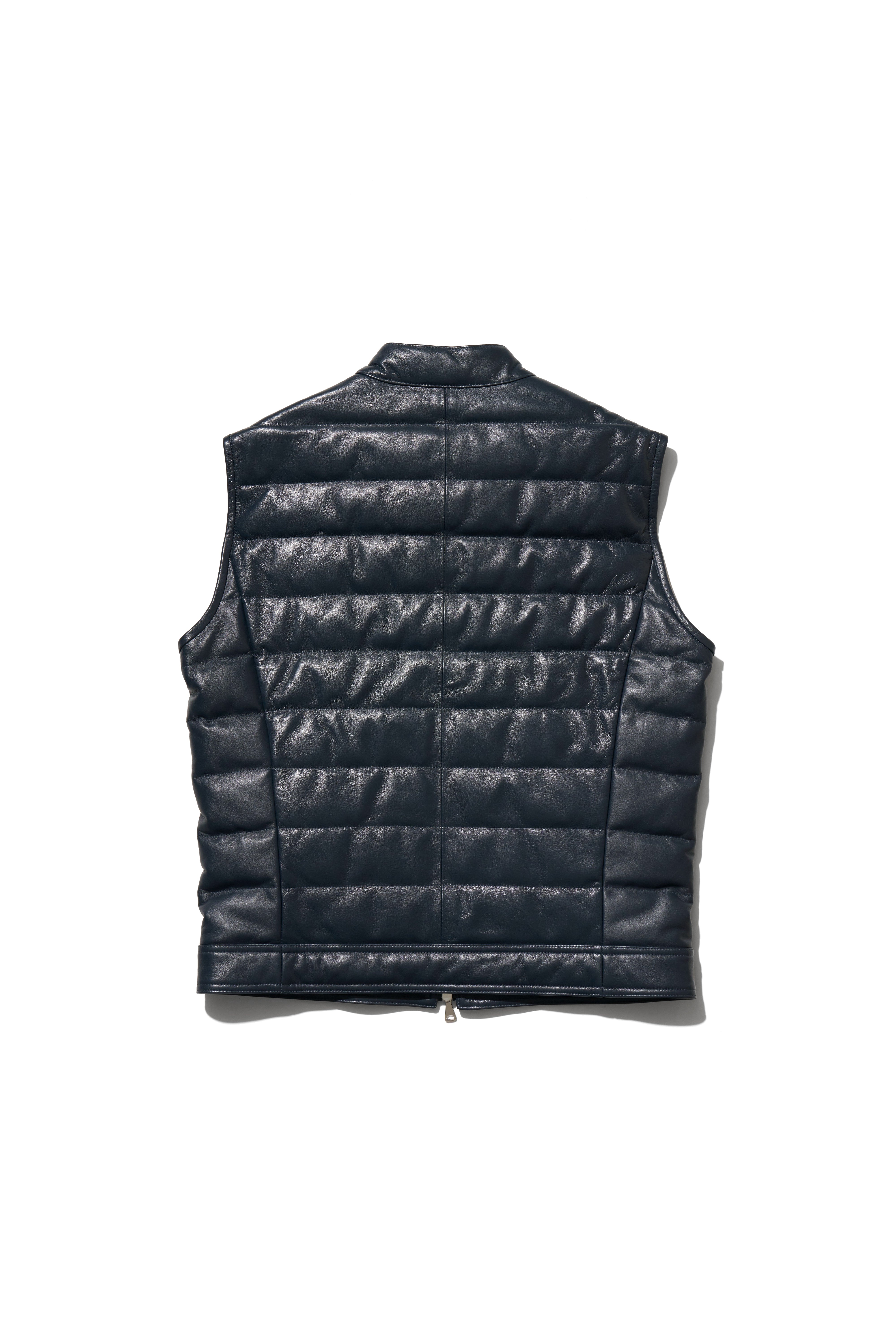 JURI D.VEST（ユリ ダウンベスト） シルバーZIP SPラムレザー / ダークネイビー