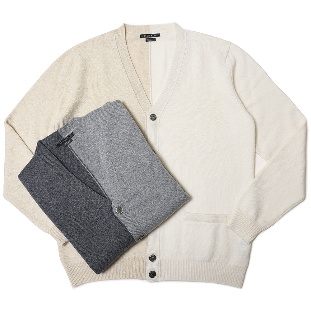 BEGG X CO（ベグ アンド コー） ハイゲージカシミアバイカラーニットカーディガン Two Tone Cardigan