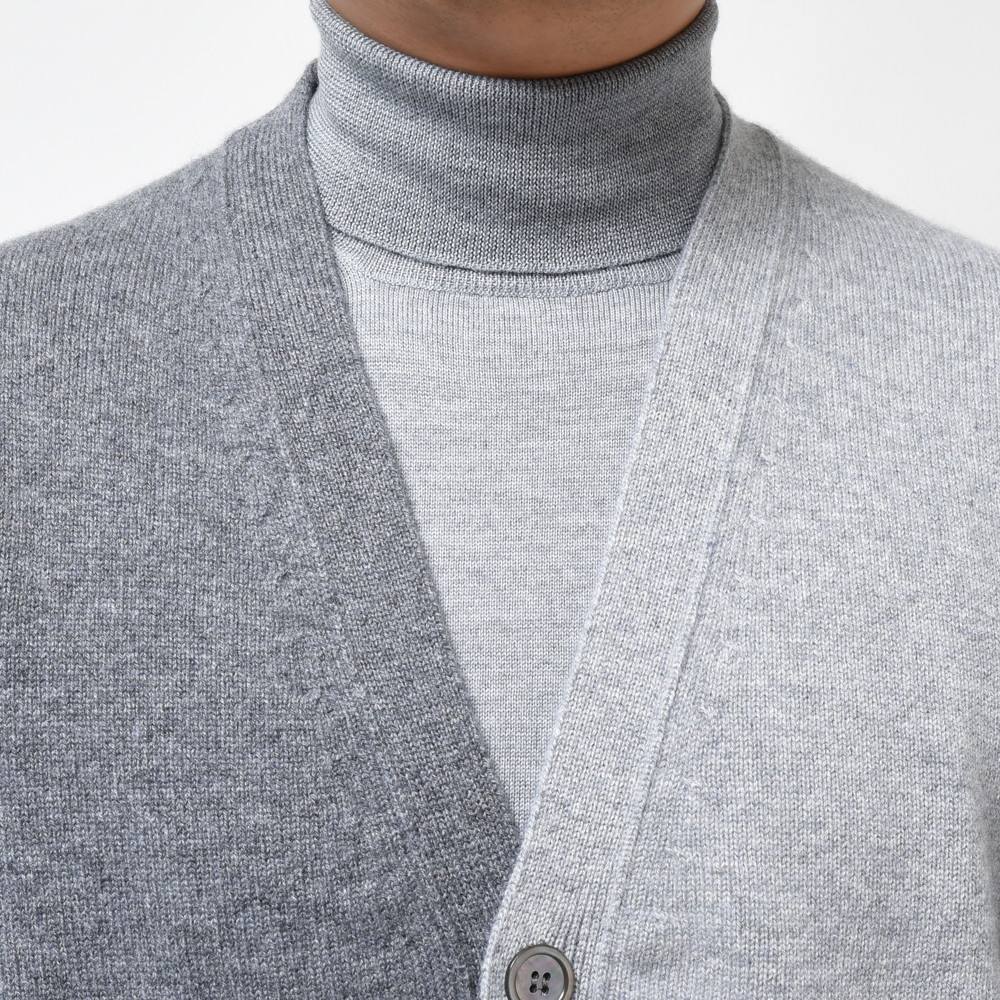 BEGG X CO（ベグ アンド コー） ハイゲージカシミアバイカラーニットカーディガン Two Tone Cardigan