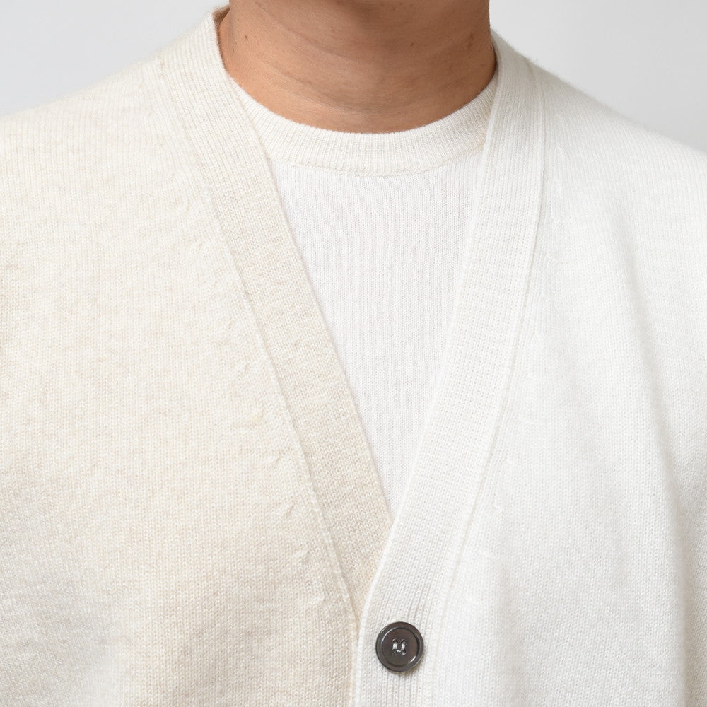 BEGG X CO（ベグ アンド コー） ハイゲージカシミアバイカラーニットカーディガン Two Tone Cardigan
