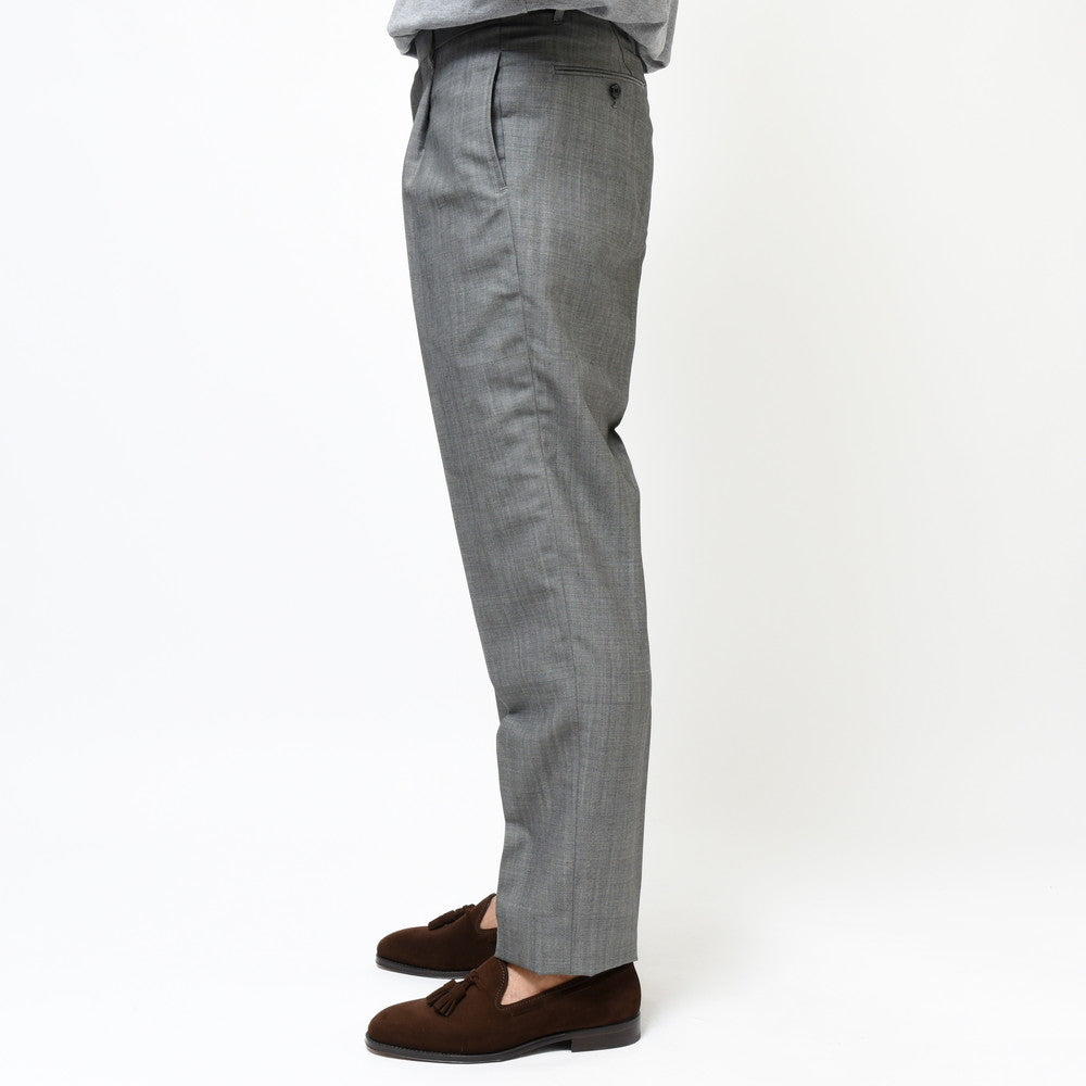 garoh（ガロウ） pants01 ウールモヘアピンヘッド1プリーツテーパードパンツ
