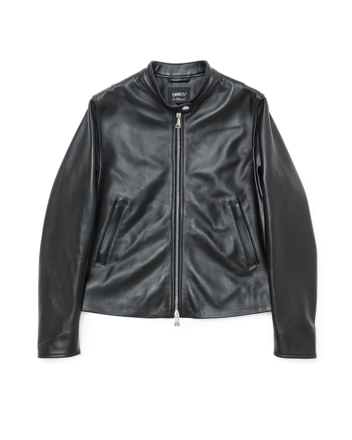 FAI（ファイ） シルバーZIP ナッパチェラータ ラムレザーシングルライダース / ブラック