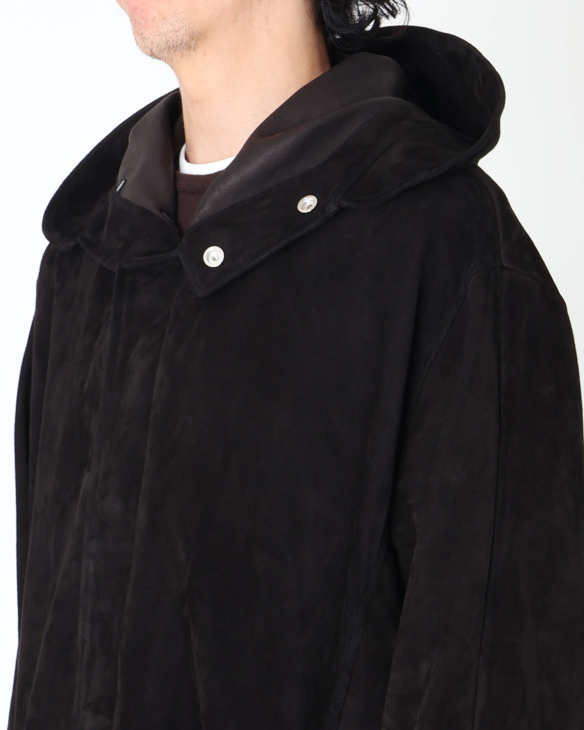 FOCUS（フォーカス） シルバーZIP SPレザー スエードモッズコート / ブラック