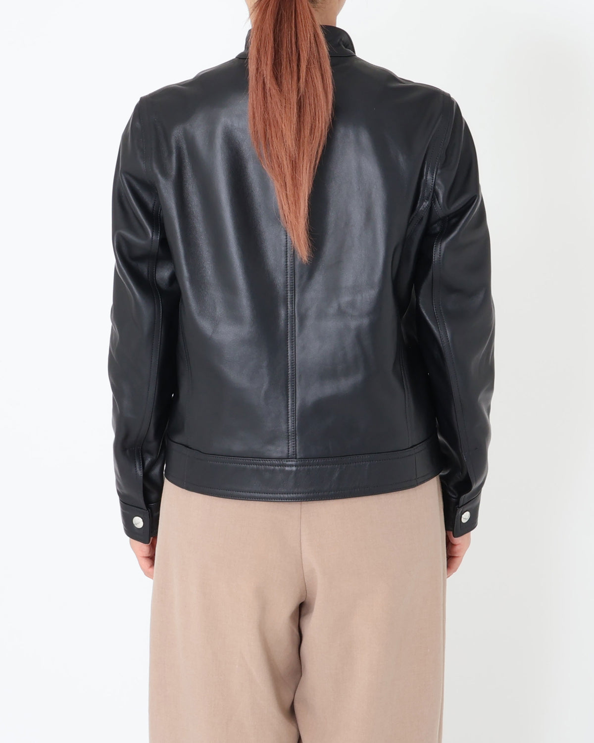 JURI DONNA（ユリ ドンナ） シルバーZIP ナッパチェラータ ラムレザーシングルライダース / ブラック