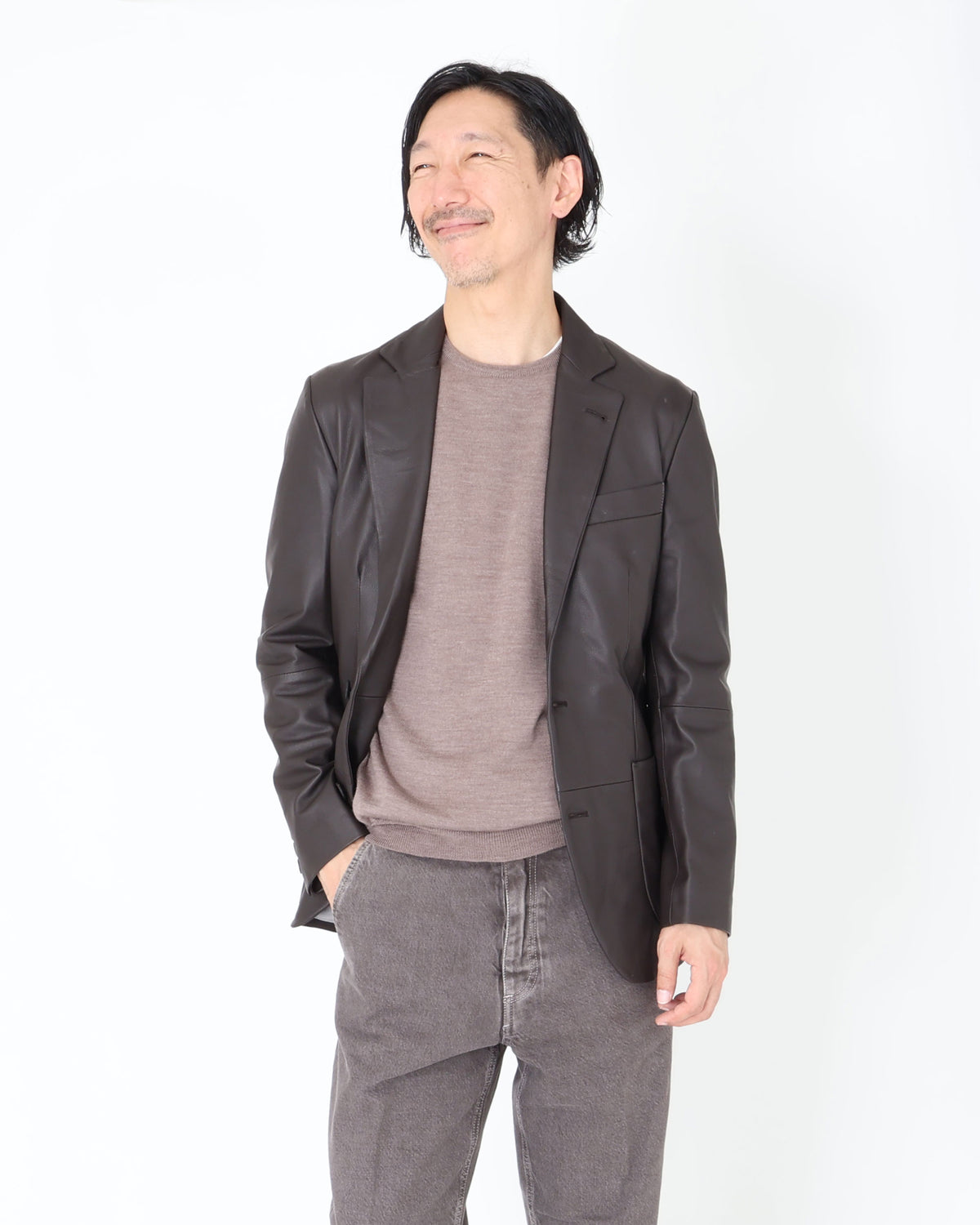 H GIACCA2（アッカジャッカ2）SPラムレザー シングル2Bジャケット / ダークブラウン