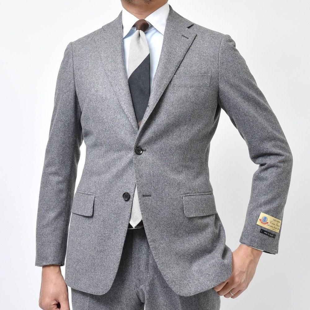 guji（グジ） ウールフランネルソリッド3B1プリーツスーツ(MADE BY RING JACKET / CARLO BARBERAファブリック使用)