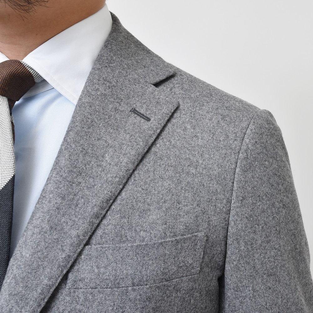 guji（グジ） ウールフランネルソリッド3B1プリーツスーツ(MADE BY RING JACKET / CARLO BARBERAファブリック使用)