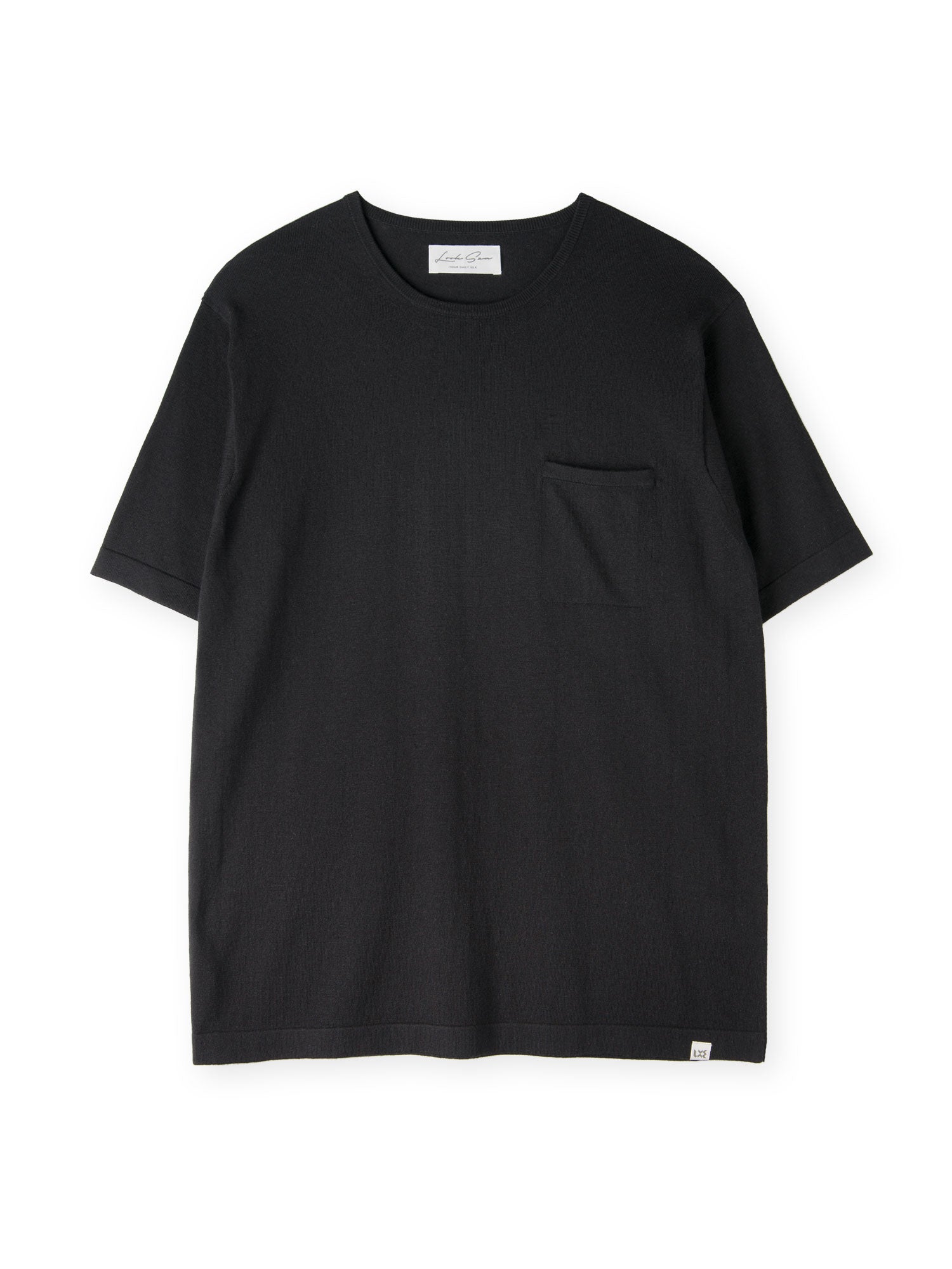 シルク&コットン&カシミア ニットTシャツ (ブラック)