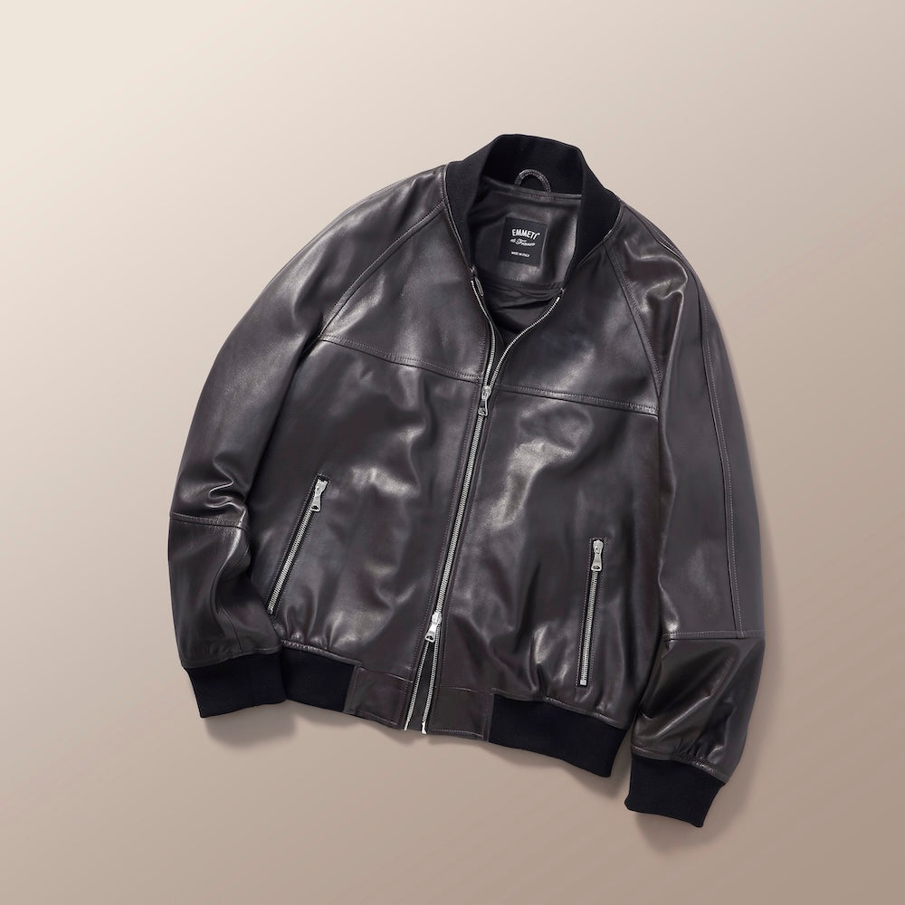 エンメティ / 【着数限定販売】BR別注 スペシャルナッパレザー ジップアップ ブルゾン/TAYLOR_BR/ANTRACITE H