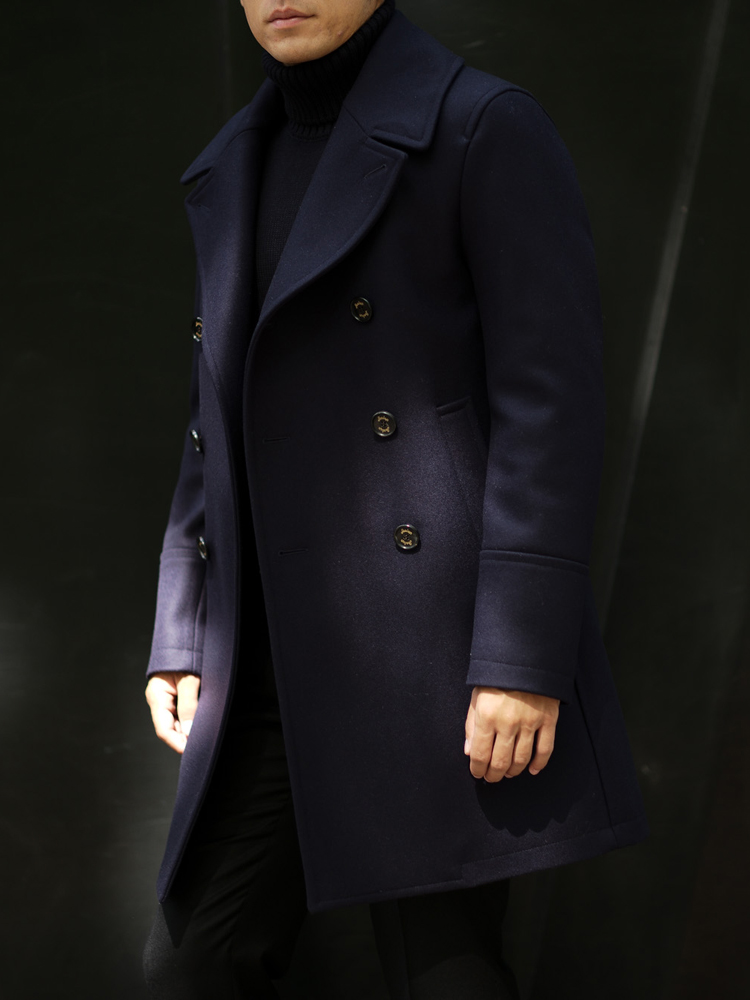 B R Online Style Web Magazine Online Shop ビー アール オンライン シーラップ ジェノバ メルトンウール ロング ピーコート ネイビー