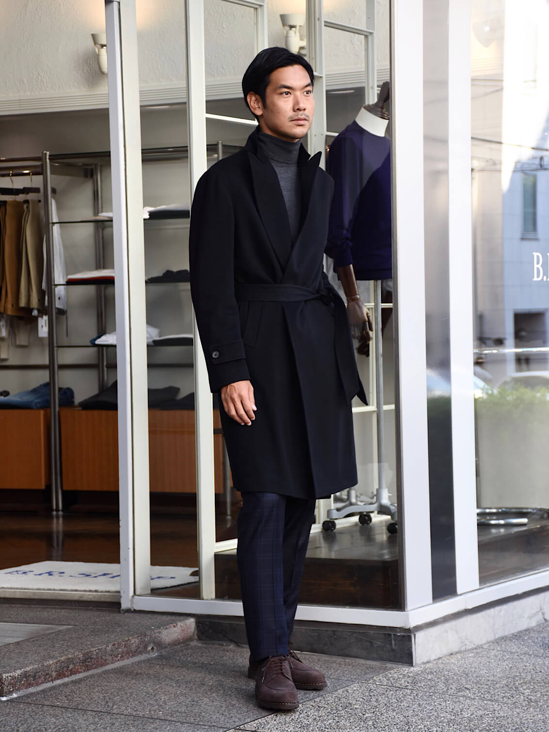 B.R.ONLINE - Style Web Magazine  Online Shop | ビー・アール・オンライン | タリアトーレ /  BR別注 カシミア混ウール 1B ベルテッドコート/C-ARIC/35UIC082