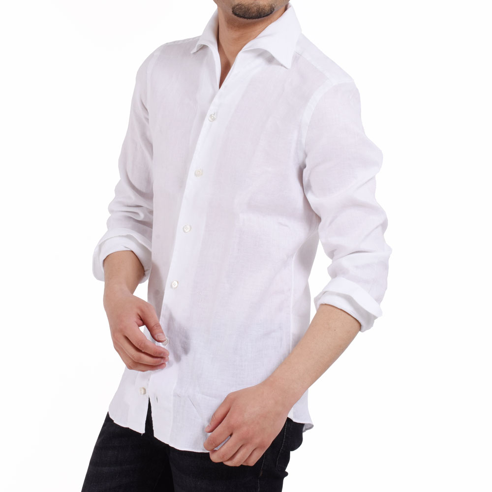 新しいコレクション 1dozen リネンドレスシャツ Navy 大人気