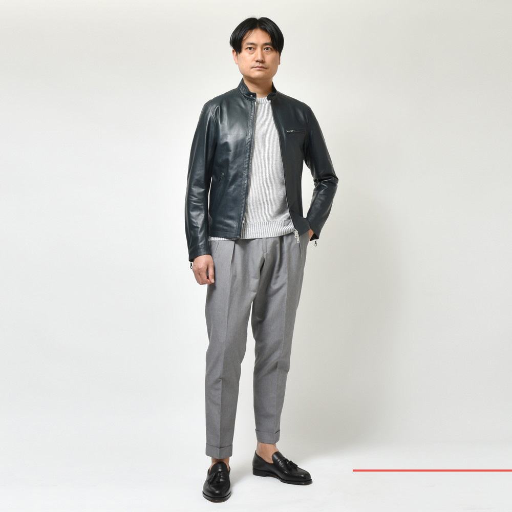 極美品 Cinquanta チンクアンタ ラムナッパレザー ライダース