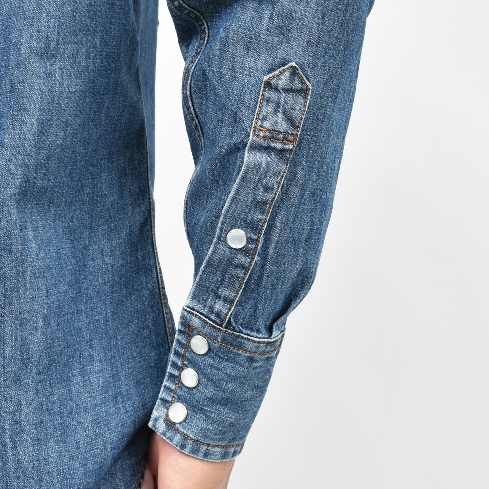 HUSBANDS（ハズバンズ）ウォッシュドウエスタンデニムシャツ CWWN COBL 11042404025｜guji online shop（グジ  オンラインショップ）